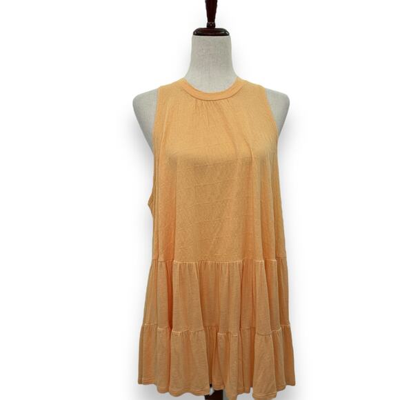 Free People Tiered Tunic Tank Top Size XS Oversized Apricot Orange Right on Time - Picture 3 of 11